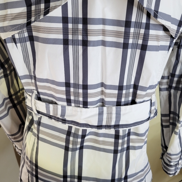 Womans Weather Tamer Short Trench Coat Black/gray/white Size Small - Picture 8 of 15